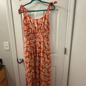 American Eagle Outfitters Orange Floral Maxi Dress